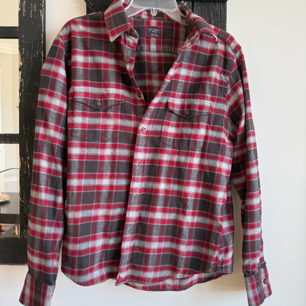 Men's UNTUCKit Long Sleeve Button Down Flannel, Style: Manning, Medium, Plaid